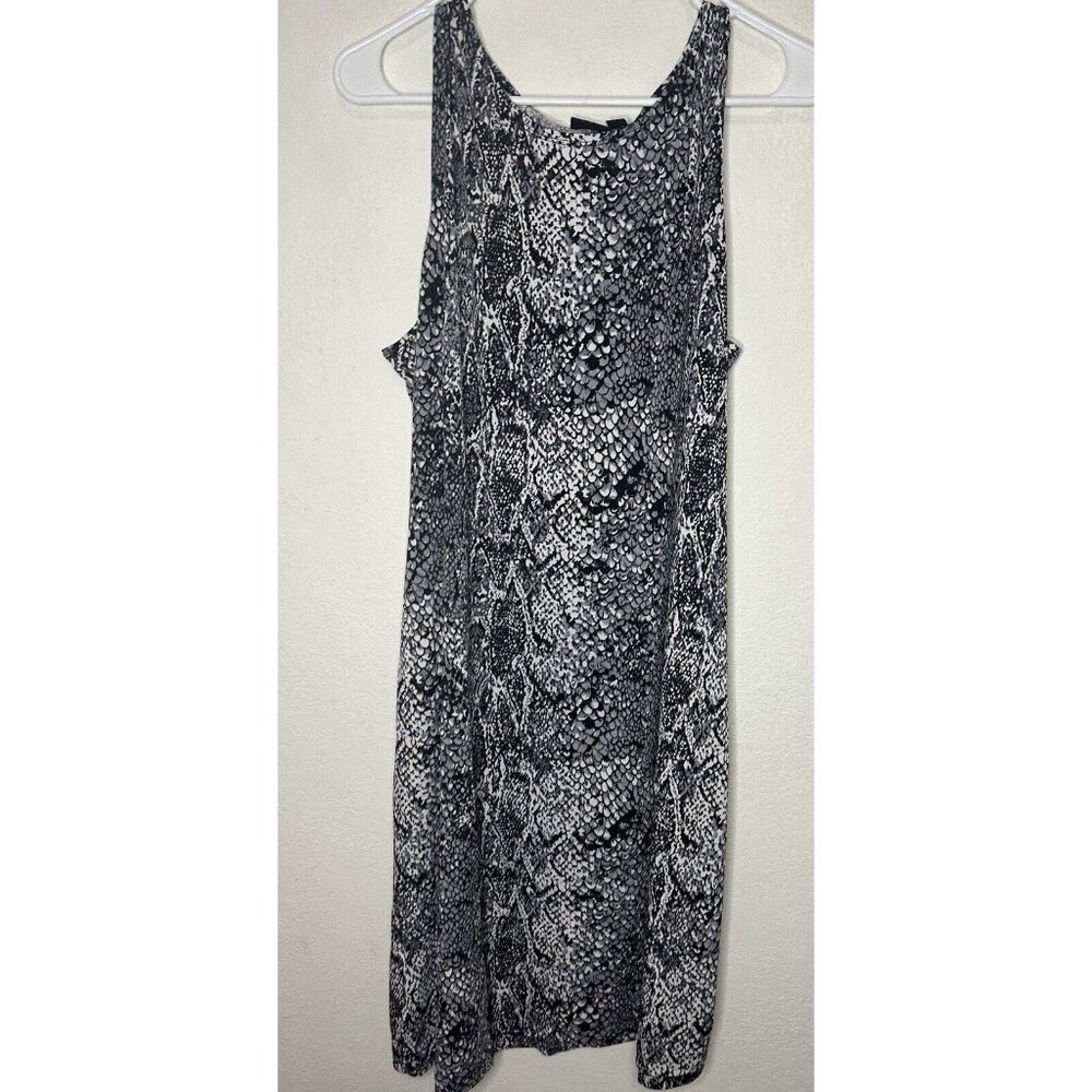 Effortless Style by Citiknits Black Print Midi Tank Dress Size XL